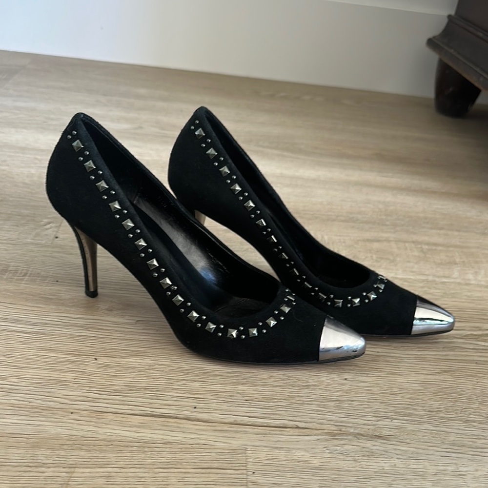 Vero Cuoio Black and Silver Studded Heels